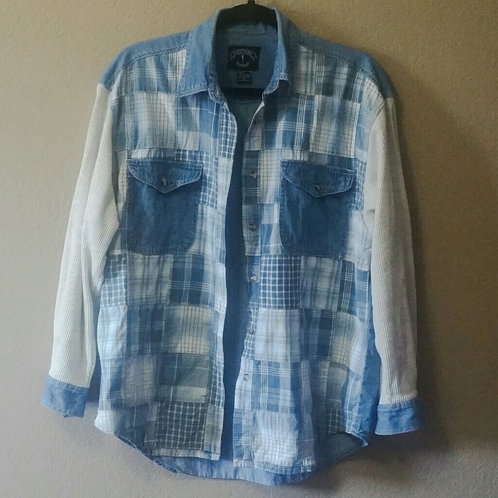Vintage Denim Jean Patch Button Down